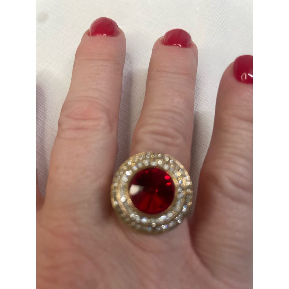 Women's Cold Red Cocktail Ring Palestine 6.5 GUC